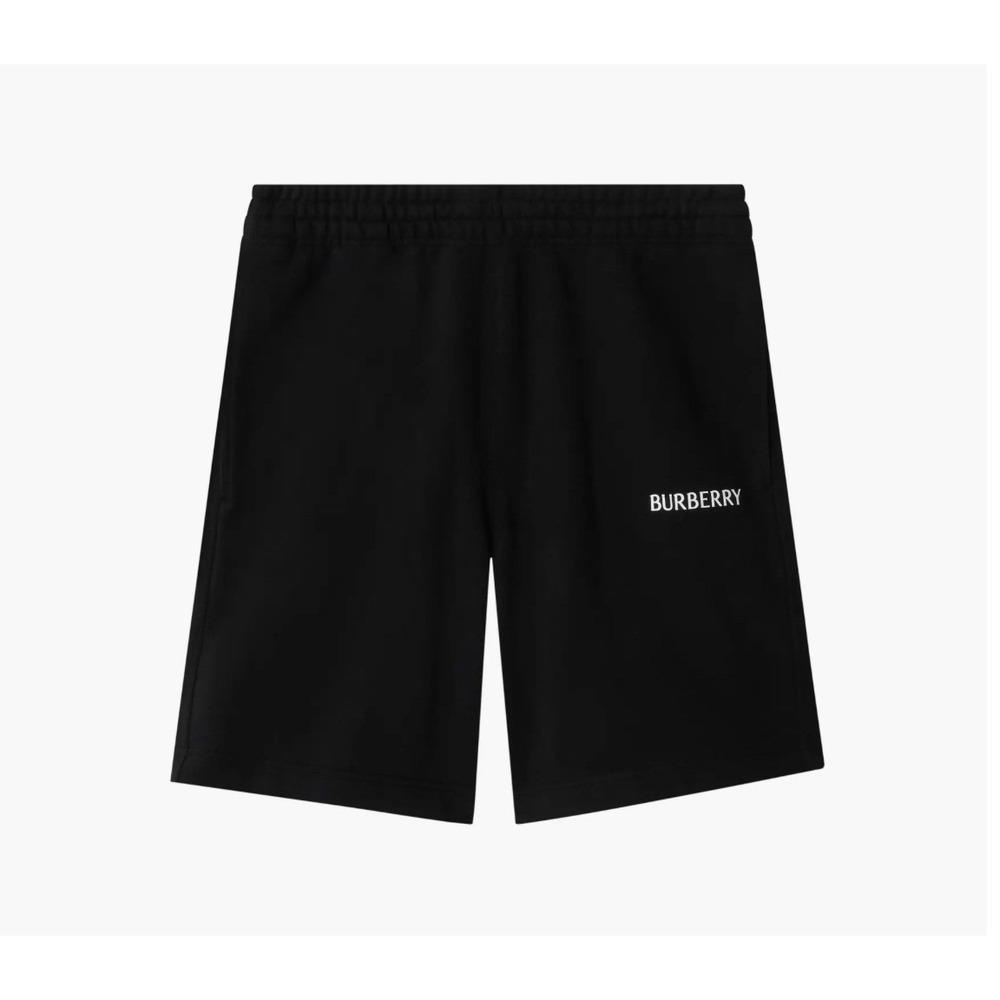 Burberry Mens Logo Print Cotton French Terry Sweat Shorts Black Size Medium
